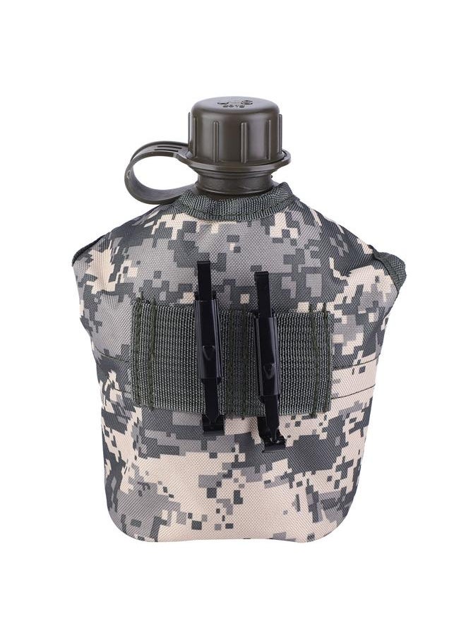 Portable Outdoor Camping Hunting Water Bottle With Carrying Bag Lunch Box (ACU Camouflage)