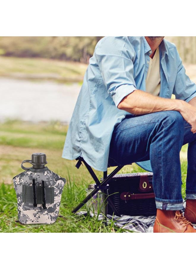 Portable Outdoor Camping Hunting Water Bottle With Carrying Bag Lunch Box (ACU Camouflage)