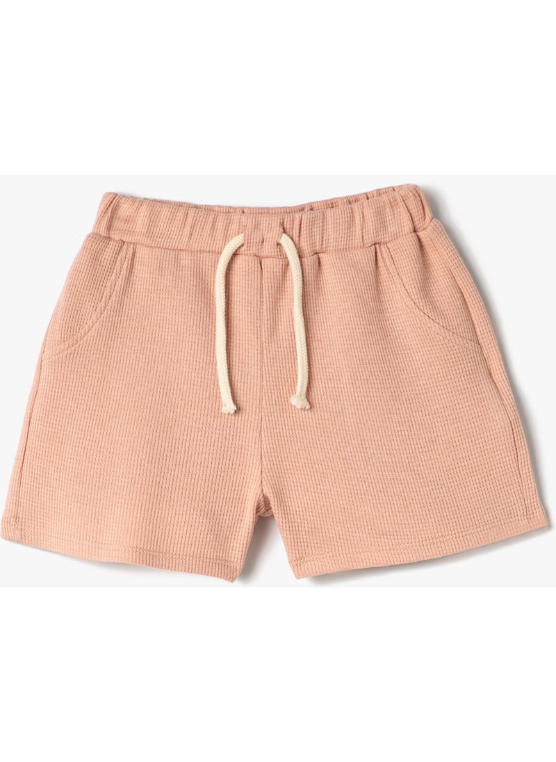 Basic Shorts Textured Cotton with Elastic Waist