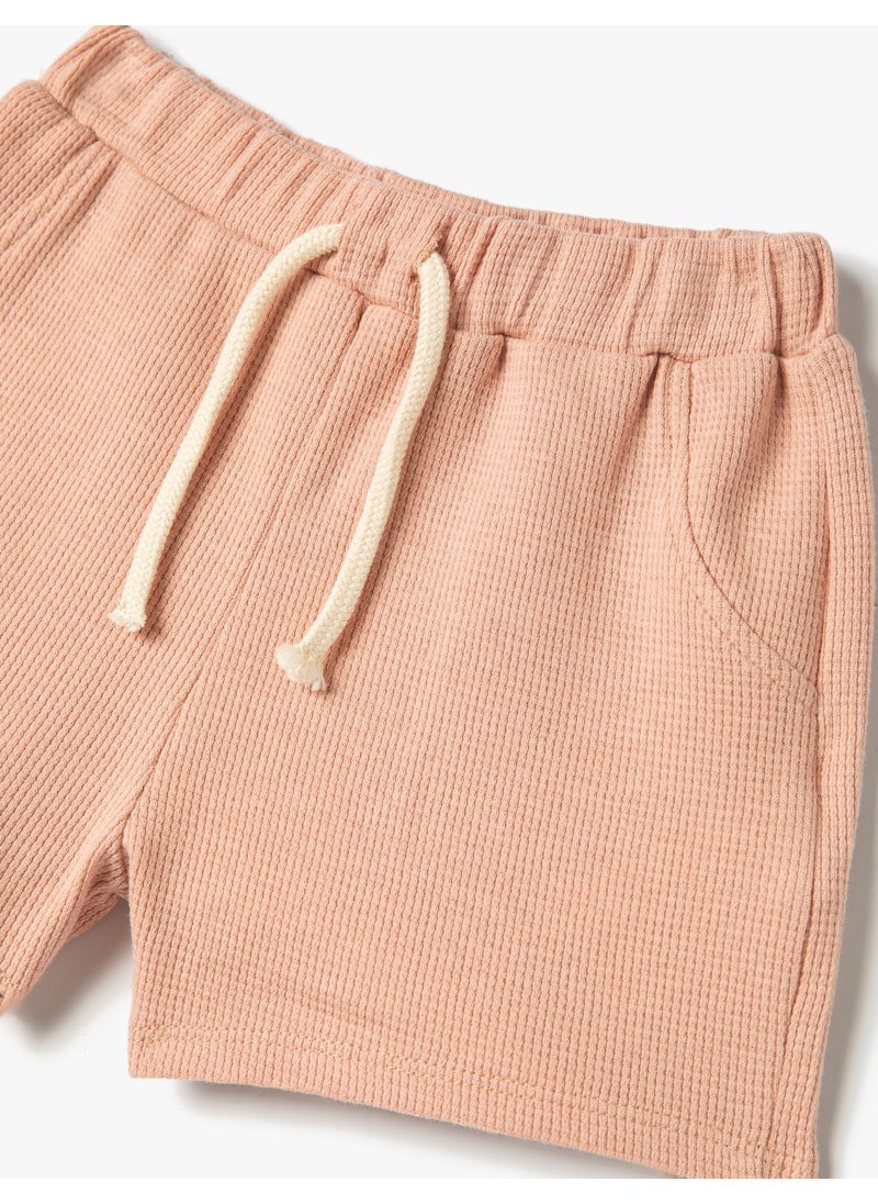 Basic Shorts Textured Cotton with Elastic Waist