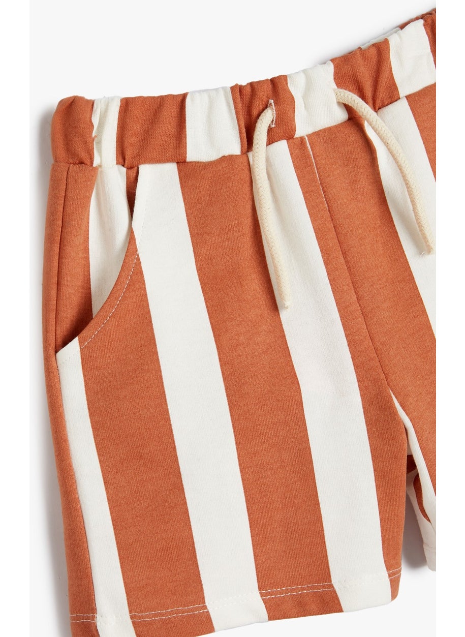 Koton Striped Shorts with Pockets Tie Waist Pocket Cotton