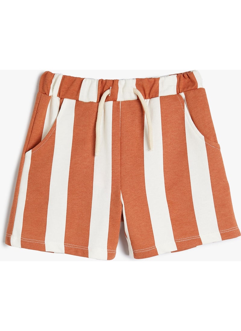 Koton Striped Shorts with Pockets Tie Waist Pocket Cotton