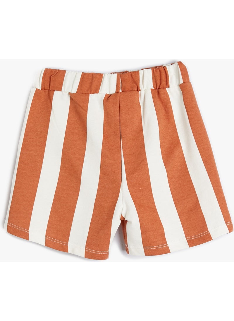 Koton Striped Shorts with Pockets Tie Waist Pocket Cotton