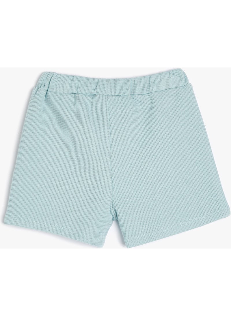 Basic Shorts Textured Cotton with Elastic Waist