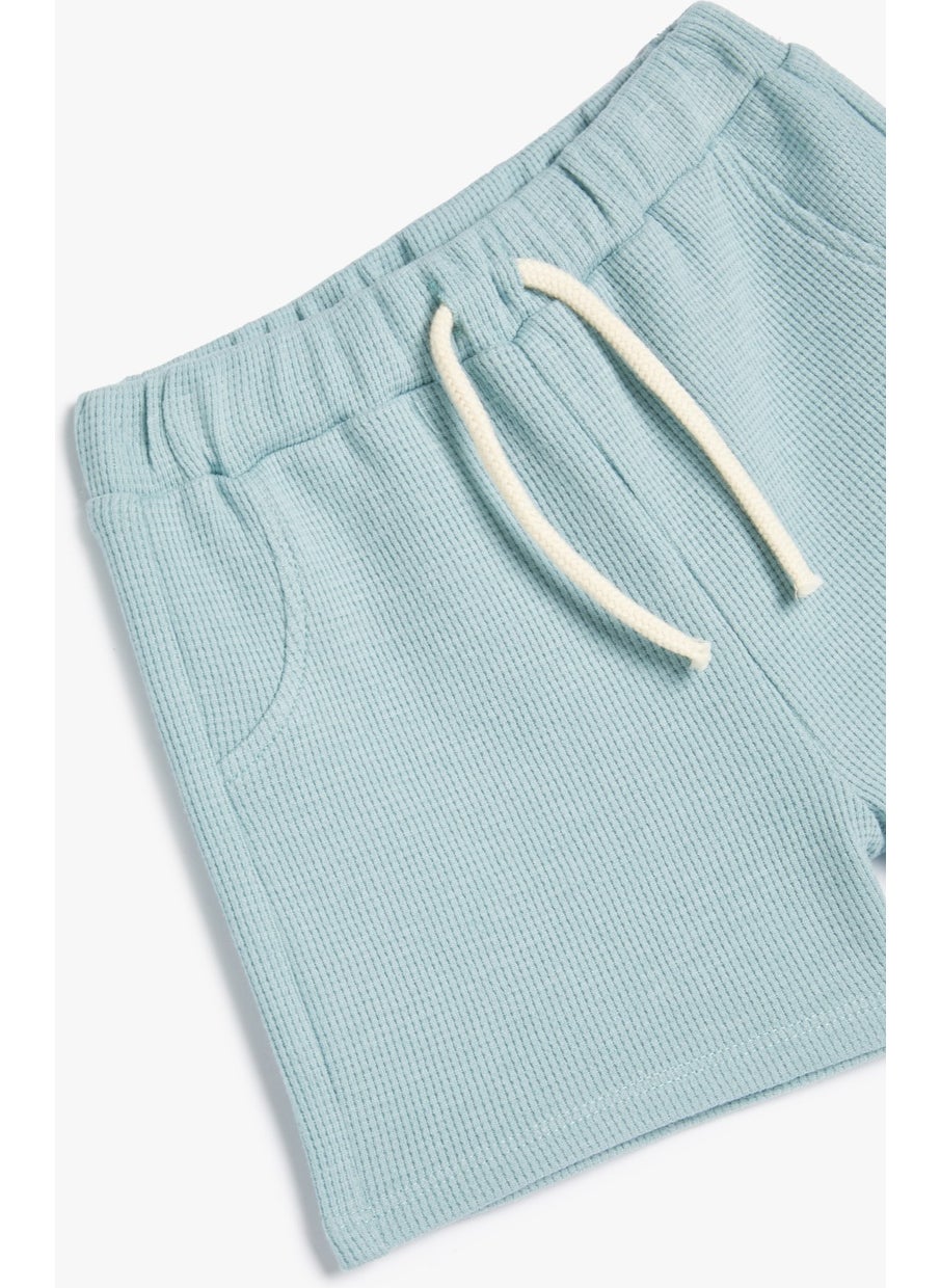 Basic Shorts Textured Cotton with Elastic Waist