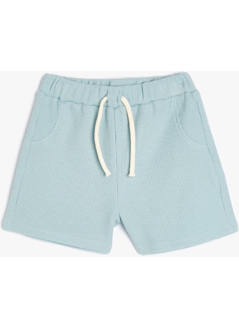 Basic Shorts Textured Cotton with Elastic Waist