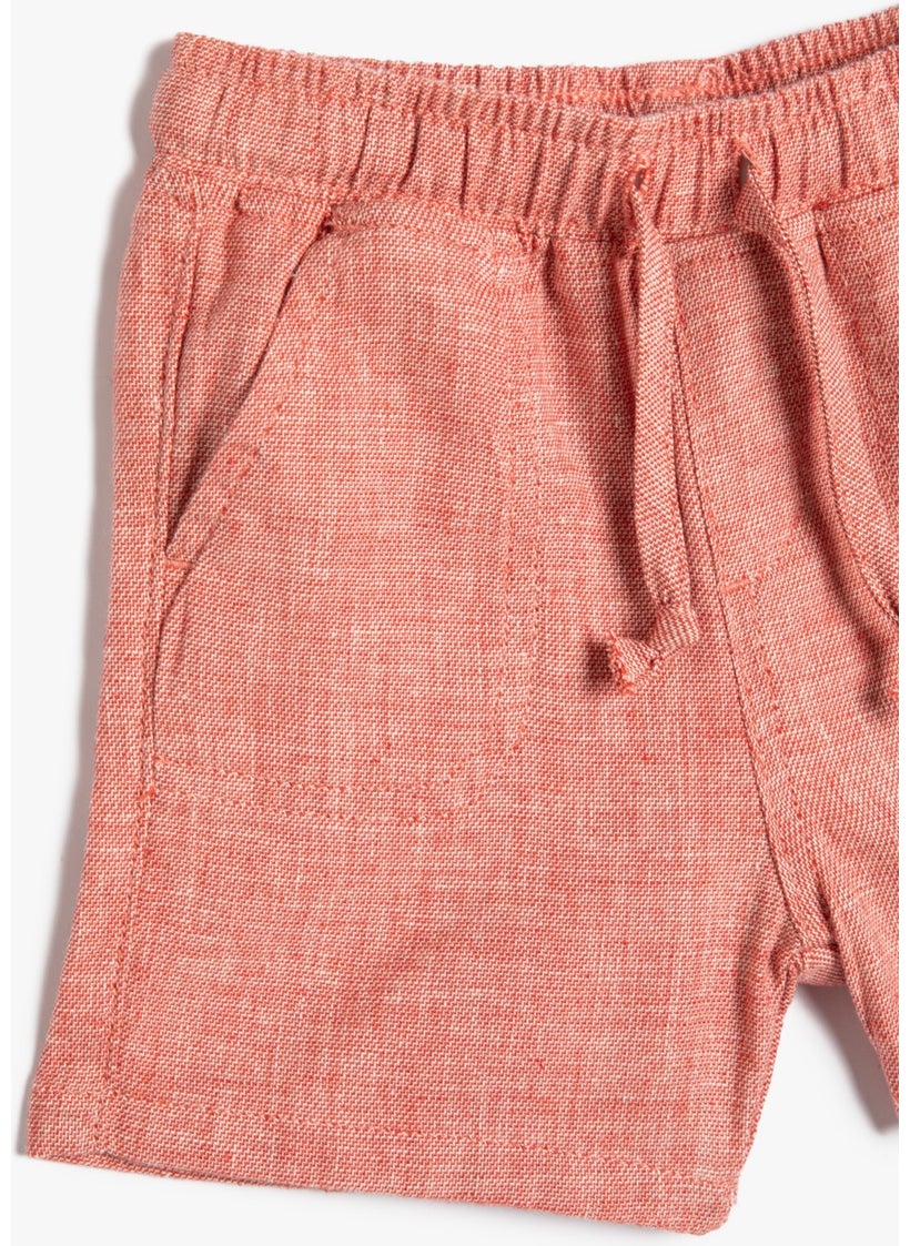 Linen Shorts with Tie Waist and Pocket