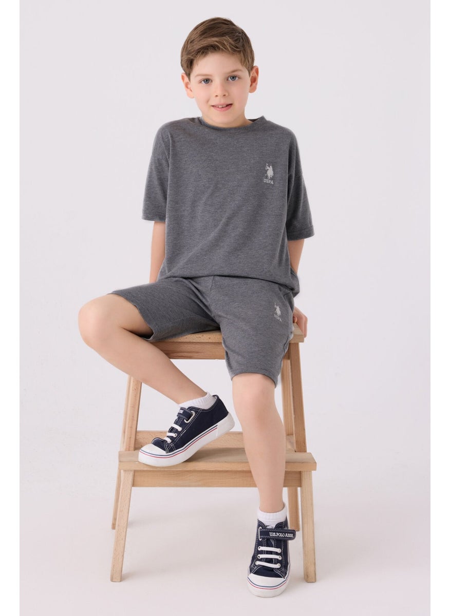 Boys Anthracite Melange Bermuda Set