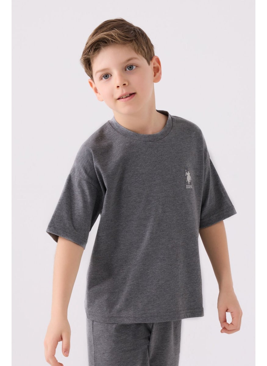 Boys Anthracite Melange Bermuda Set