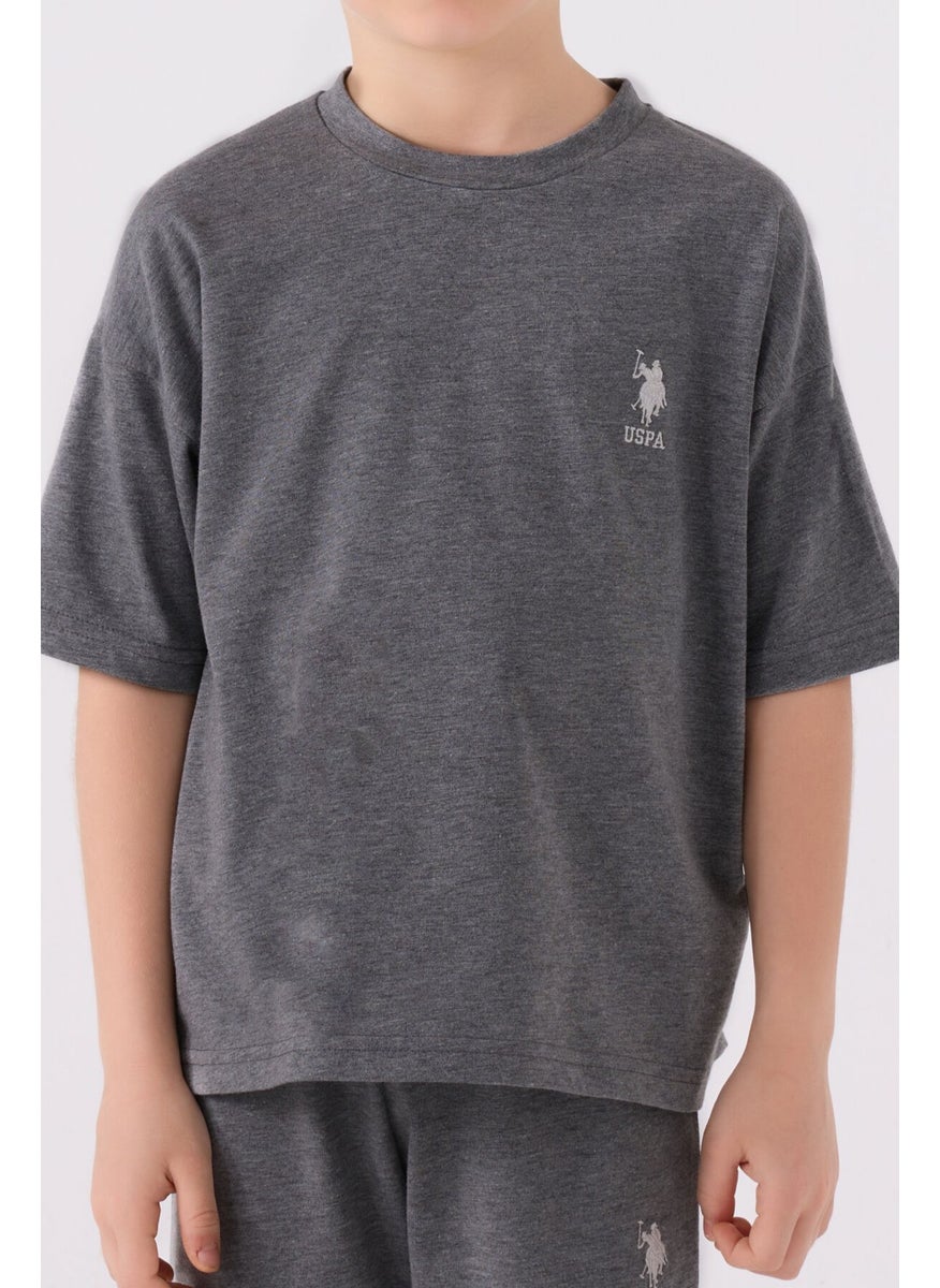 Boys Anthracite Melange Bermuda Set