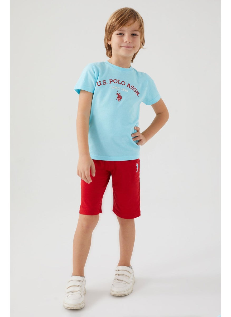 U.S. Polo Assn Stamp Grey Detail Blue Boy's Bermuda Set