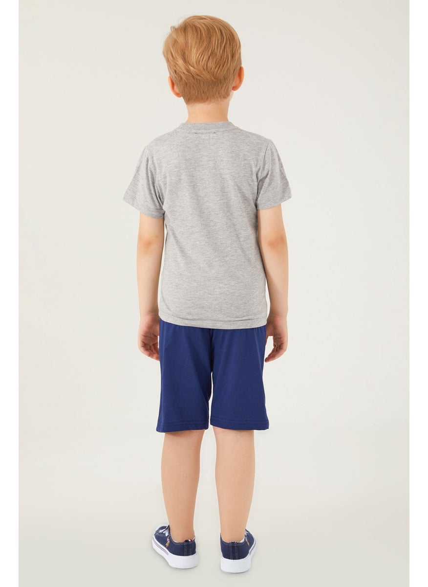 Vivid Natural Silk Gray Melange Boy's Bermuda Set