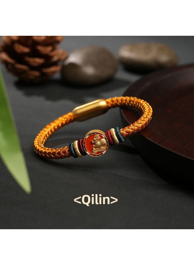 Dragon Knot Five Elements Swiss Beast Hand Rope New Gold Wood Water Fire Earth Gifts For Men And Women New Chinese Original Design S925 Silver