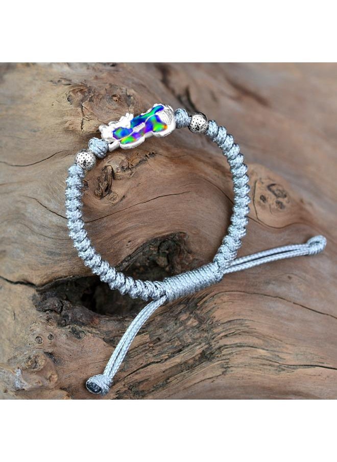 Dragon Knot Direct Temperature Sensor Color Change Hand Rope New Technology 3d Hard Sterling Silver Brave Men's Bracelet