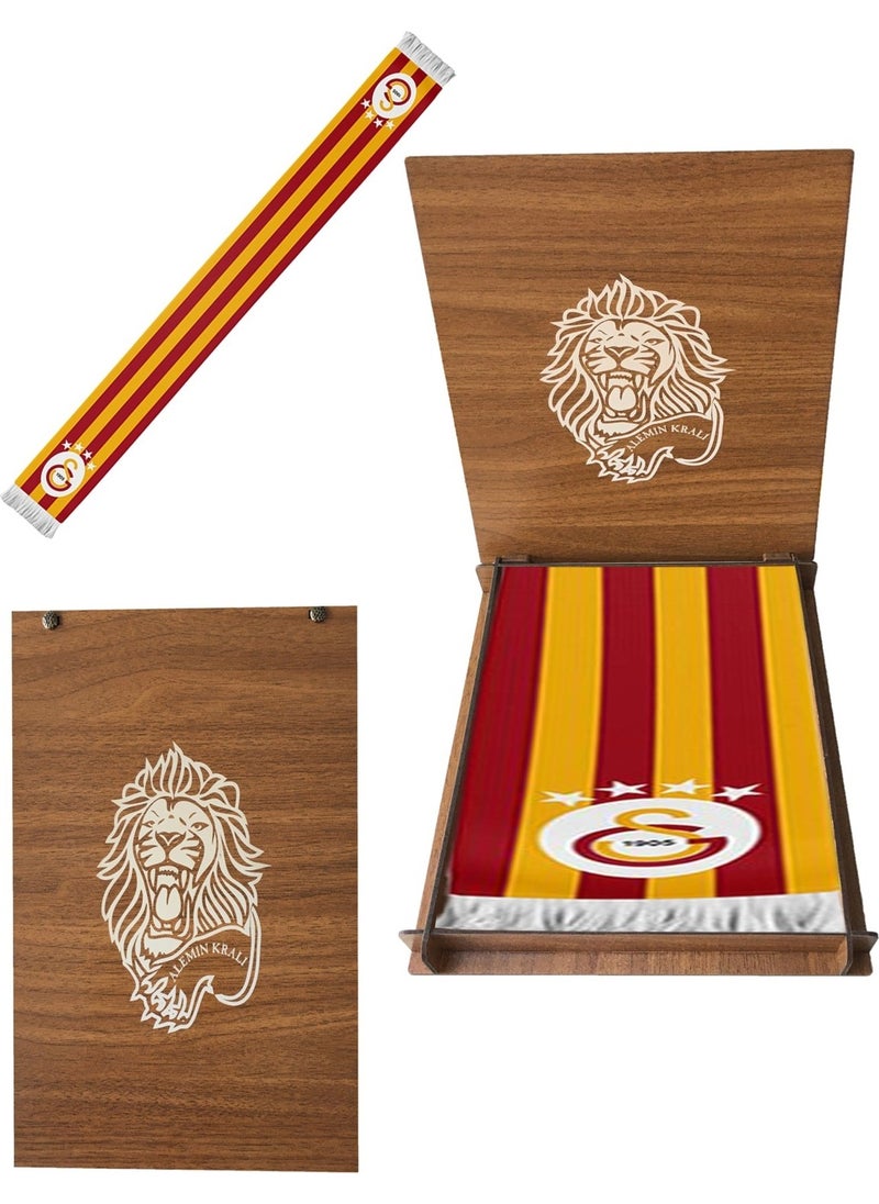 Licensed Yellow Red Striped Scarf Lion Wooden Box