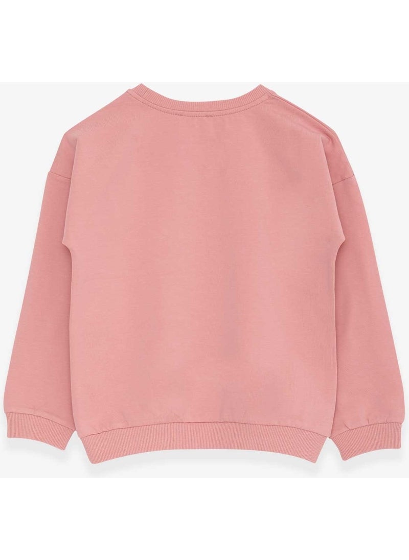 Girl's Sweatshirt Sequin Letter Printed Rosehip (4-8 Years)