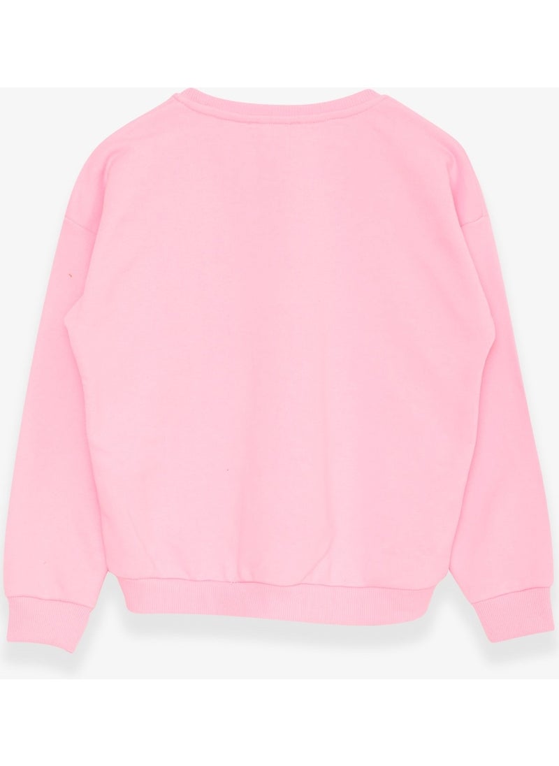 Girl's Sweatshirt with Text Printed, Age 9-14, Neon Pink