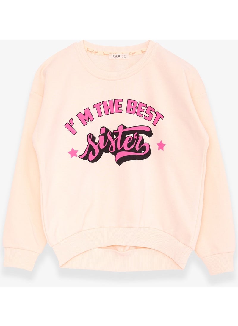 Girl's Sweatshirt with Text Printed Cream (9-14 Years)