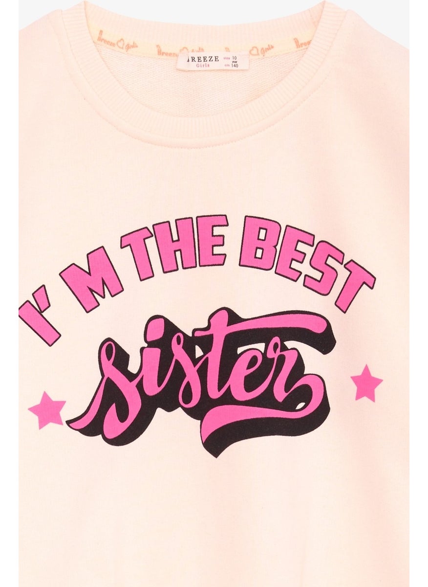 Girl's Sweatshirt with Text Printed Cream (9-14 Years)