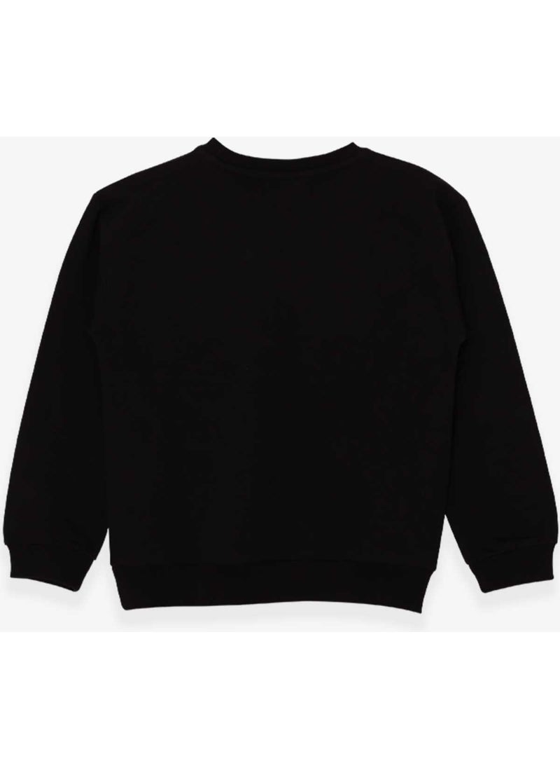 Girls' Sweatshirt Sequin Printed Black (9-14 Years)