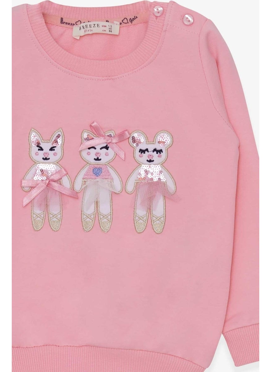 Girl's Sweatshirt Cute Animals Printed 1.5-5 Years, Powder