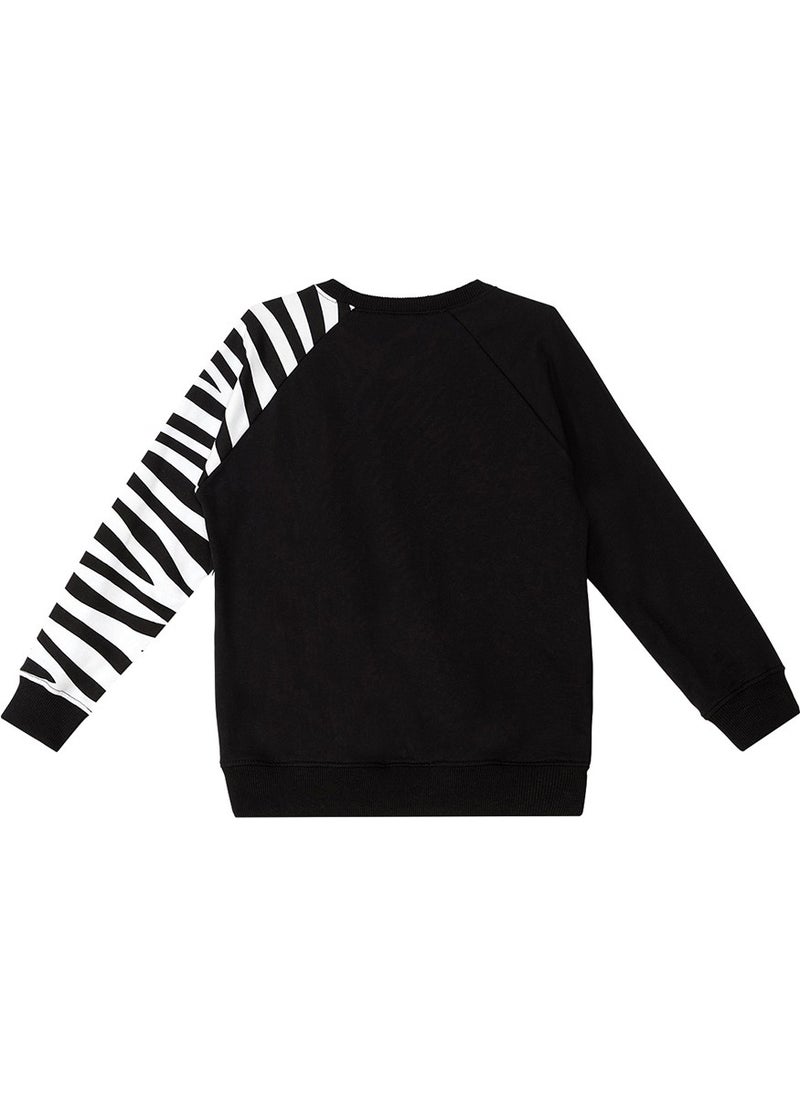Frilled Zebra Girl Black Sweatshirt