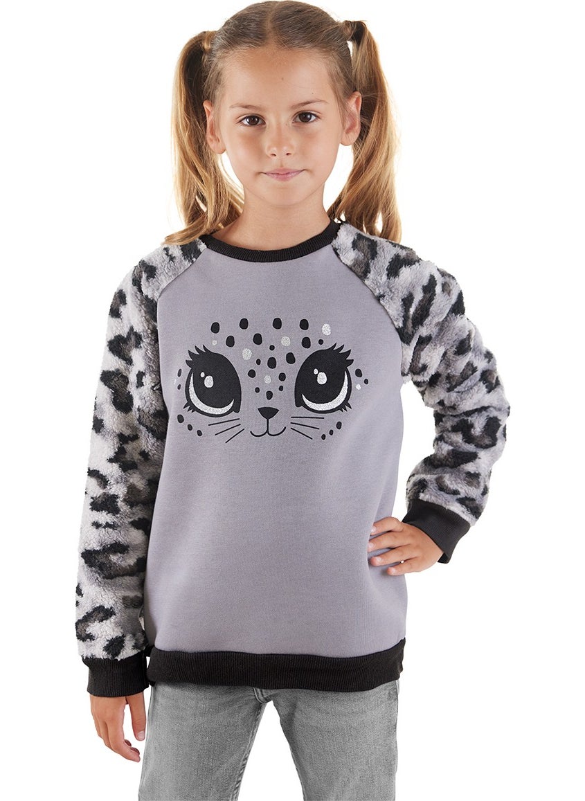 Leopard Plush Girl Sweatshirt