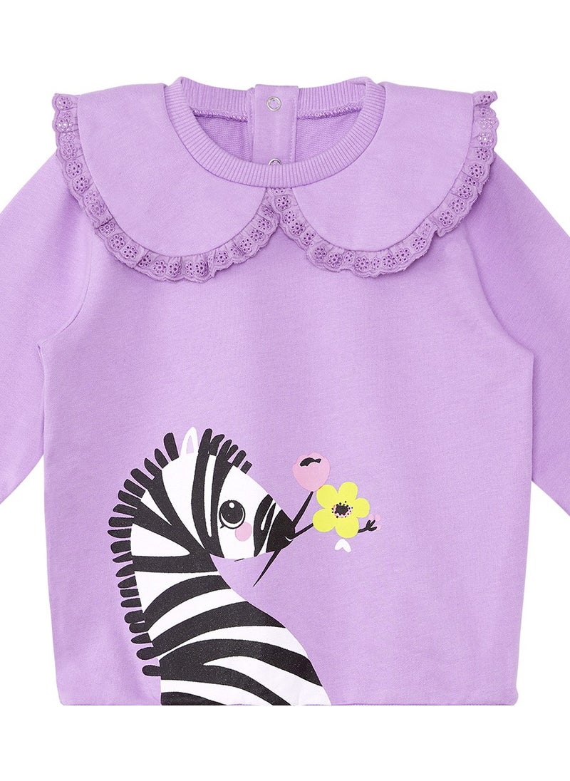 Zebra Baby Girl Lilac Sweatshirt