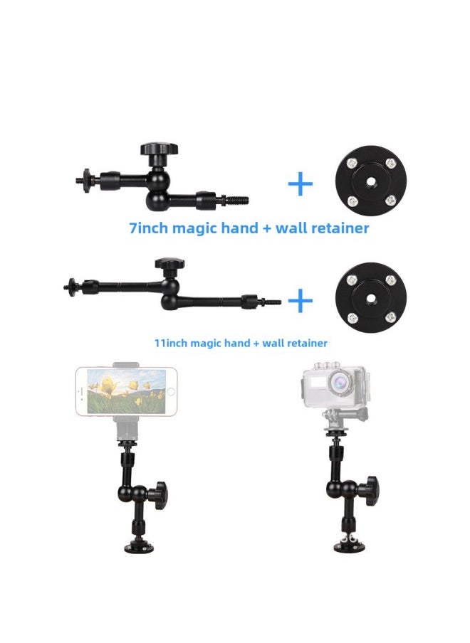 Double Ball Head Universal Bracket SLR Camera Monitor Magic Handle Strange Hand Hot Boot Bracket Pea Clip Strange Hand-Color:11inch Stainless Steel Red
