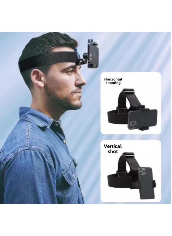 Head-mounted Mobile Phone Fixed Bracket Riding Diyi Person Shooting Bracket Live Sports Camera Motorcycle Riding Chest Strap-Colour:Chest Strap + Headband Nine-piece Set