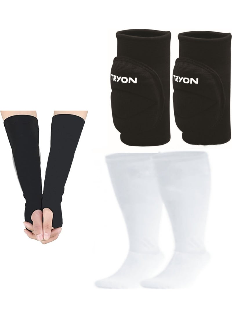 Volleyball Set 1 Pair Knee Pads + 1 Pair Elbow Pads + 1 Pair Socks