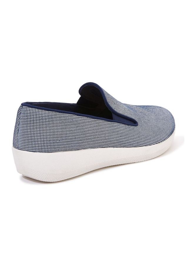 Houndstooth Superskate Slip-Ons Blue