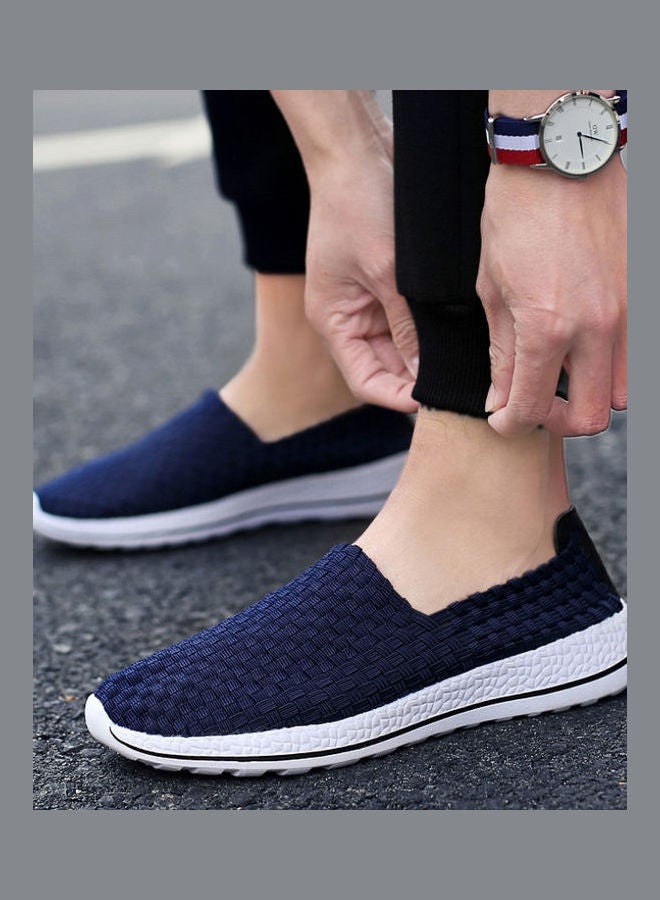 Korean Round Toe Slip-Ons Shoes Blue
