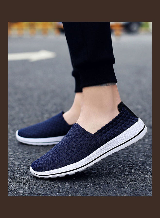 Korean Round Toe Slip-Ons Shoes Blue