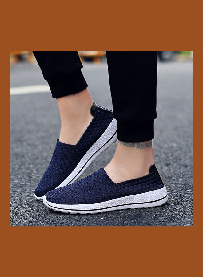Korean Round Toe Slip-Ons Shoes Blue