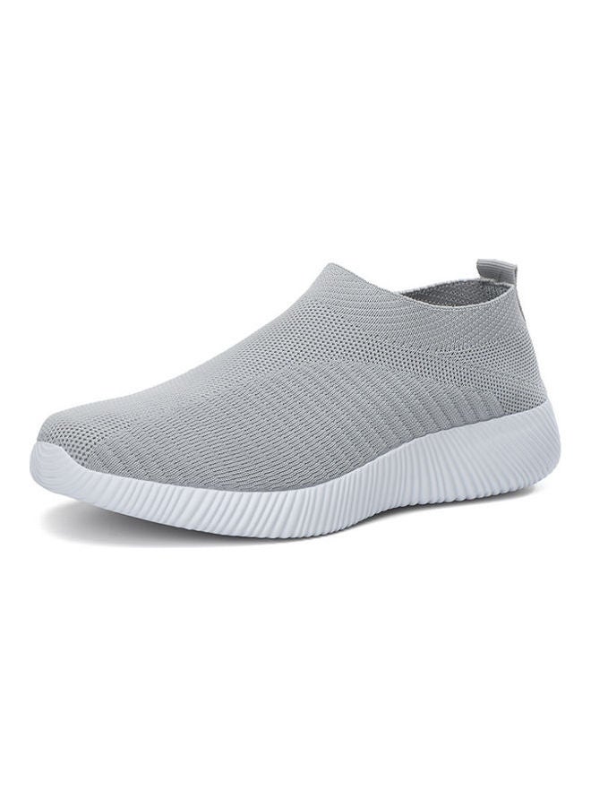 Knitted Round Toe Slip-Ons Grey
