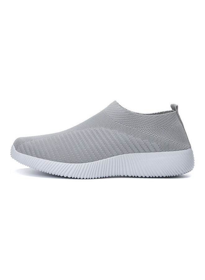 Knitted Round Toe Slip-Ons Grey