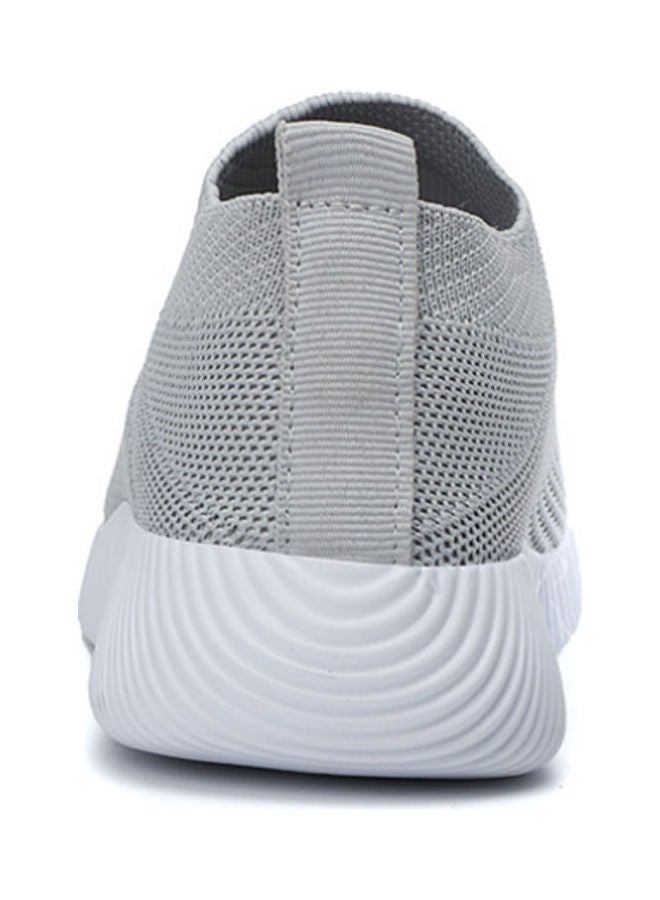 Knitted Round Toe Slip-Ons Grey