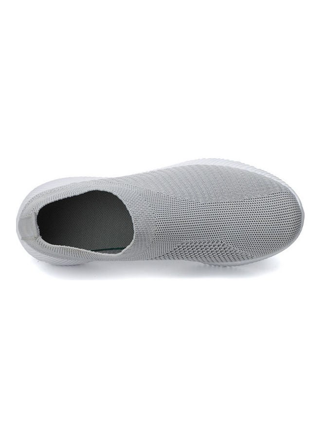 Knitted Round Toe Slip-Ons Grey