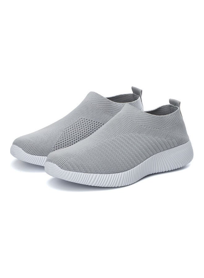 Knitted Round Toe Slip-Ons Grey