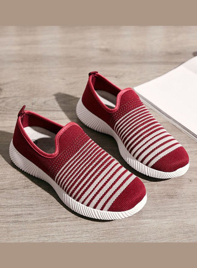Lightweight Round Toe Slip-On Shoes Red/White