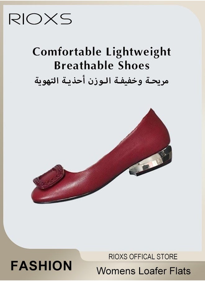 Womens Loafers, Patent Leather Flats Shoes With Shoes Supportive, Comfort Square Toe Ballets Flats, Slip-Ons Uniform Formal Shoes, Dress Shoes With Low Block Heel, Casual Loafer Shoes For Wedding Driving Dating Work Business, Classical Walking Flats