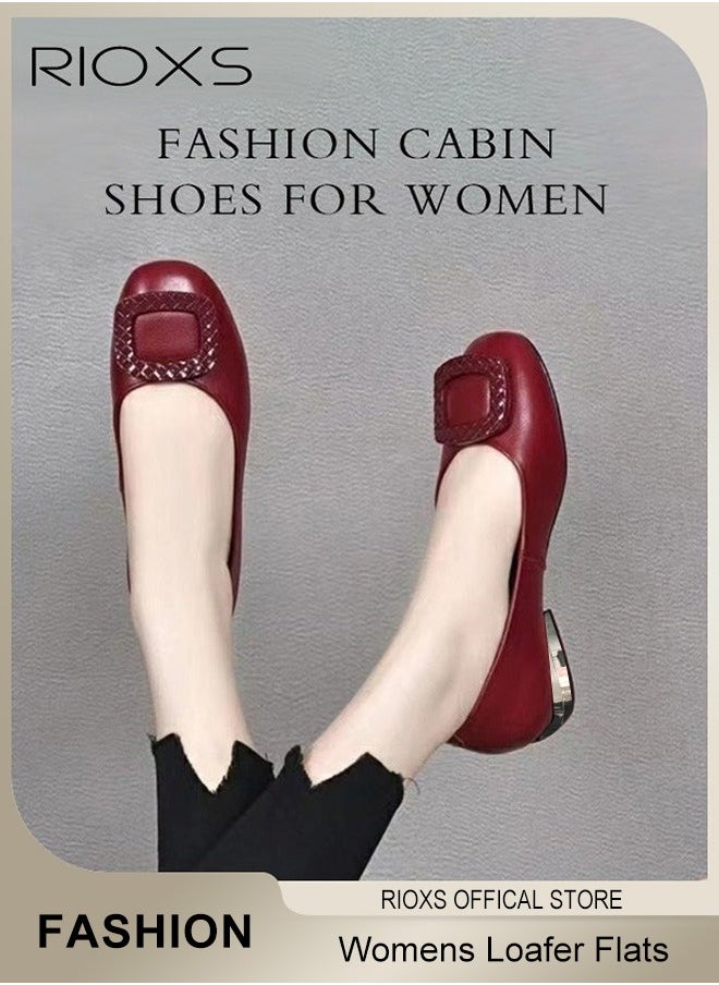 Womens Loafers, Patent Leather Flats Shoes With Shoes Supportive, Comfort Square Toe Ballets Flats, Slip-Ons Uniform Formal Shoes, Dress Shoes With Low Block Heel, Casual Loafer Shoes For Wedding Driving Dating Work Business, Classical Walking Flats