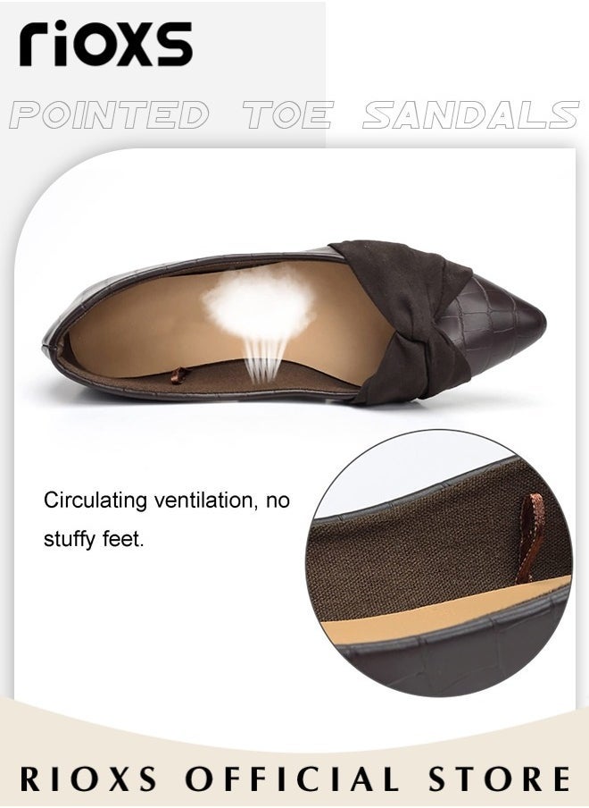 Women's Pointed Toe Bow-Knot Flat Shoes Loafers Flat Dress Shoes Wear to Work Slip On Moccasins Comfort Driving Office Shoes