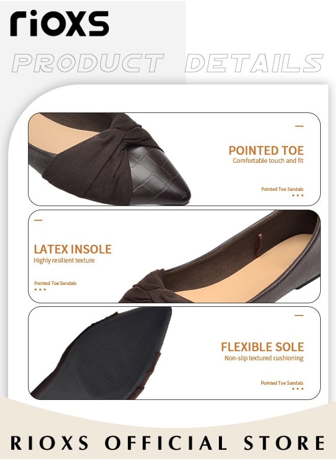 Women's Pointed Toe Bow-Knot Flat Shoes Loafers Flat Dress Shoes Wear to Work Slip On Moccasins Comfort Driving Office Shoes