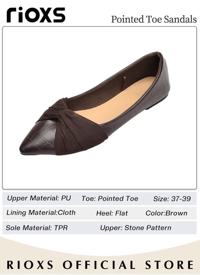 Women's Pointed Toe Bow-Knot Flat Shoes Loafers Flat Dress Shoes Wear to Work Slip On Moccasins Comfort Driving Office Shoes