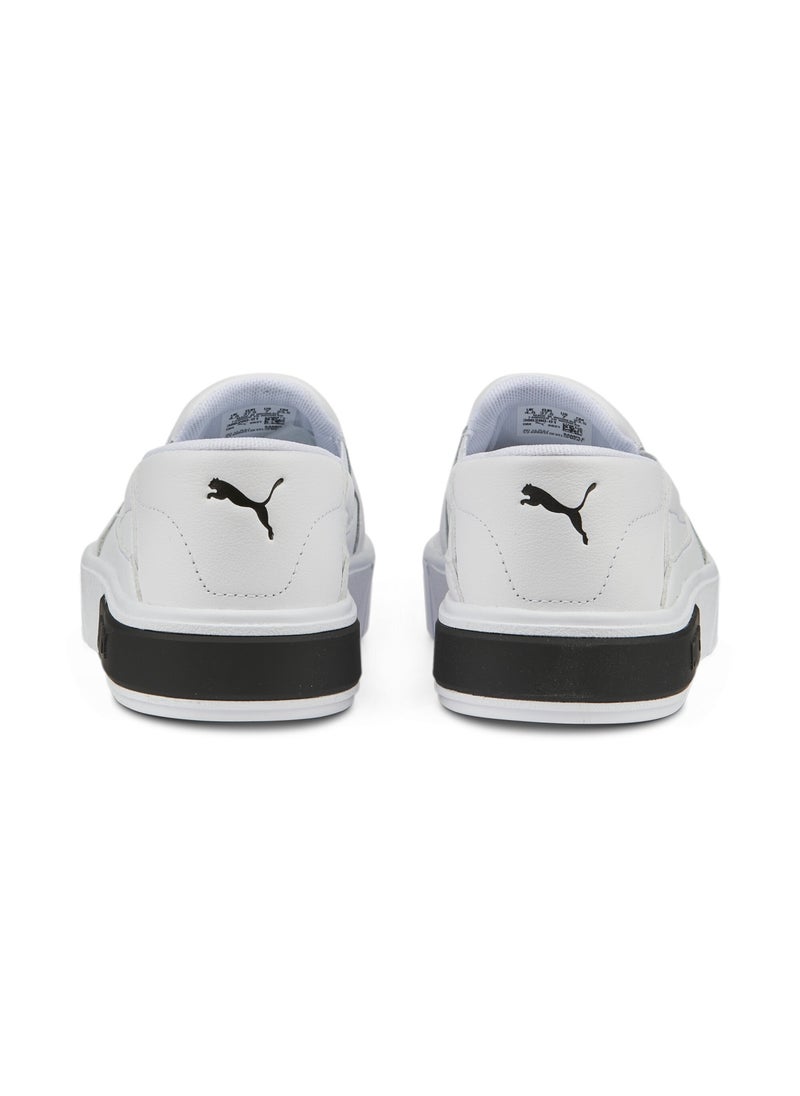 Cali Star Womens White Slip-On Leather Sneakers