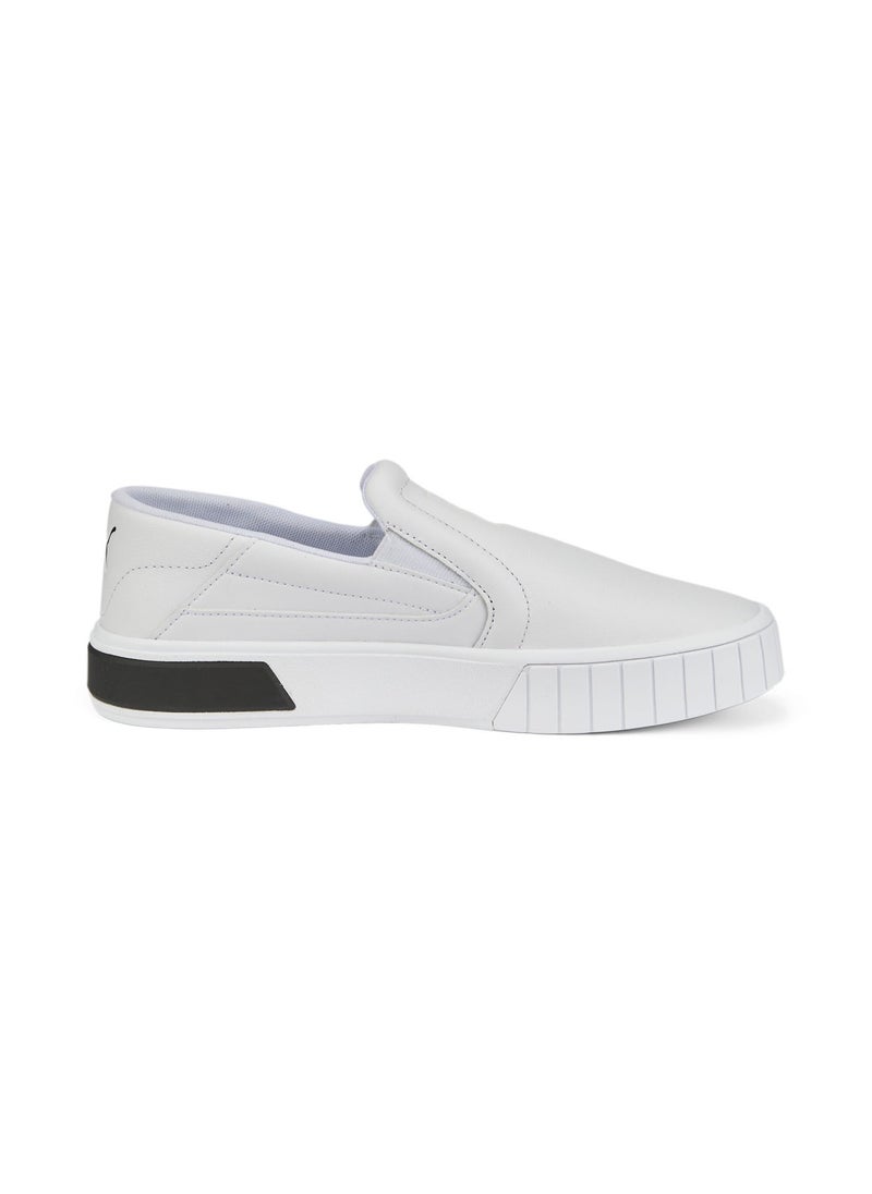 Cali Star Womens White Slip-On Leather Sneakers