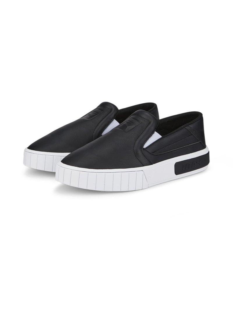 Cali Star Slip On Leather Womens Black Sneakers