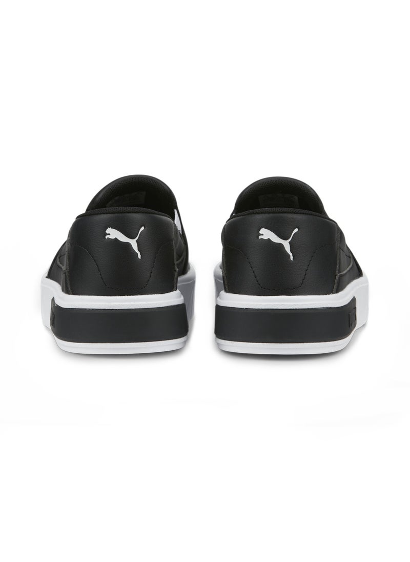 Cali Star Slip On Leather Womens Black Sneakers